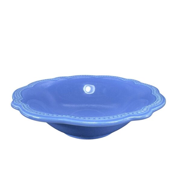 Pierre Deux Blue Ceramic Deep Dish Bowls Set 4 Beaded Edges Bowls Portugal VTG - Picture 2 of 16